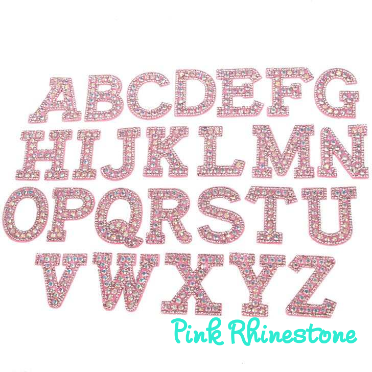 Iron on Pink Rhinestone Letters